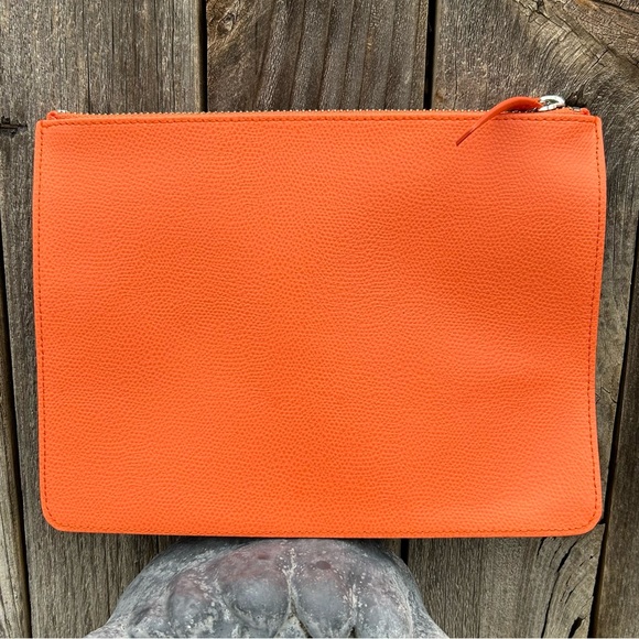 Everlane The Leather Zip Pouch Clutch Orange - Picture 7 of 15